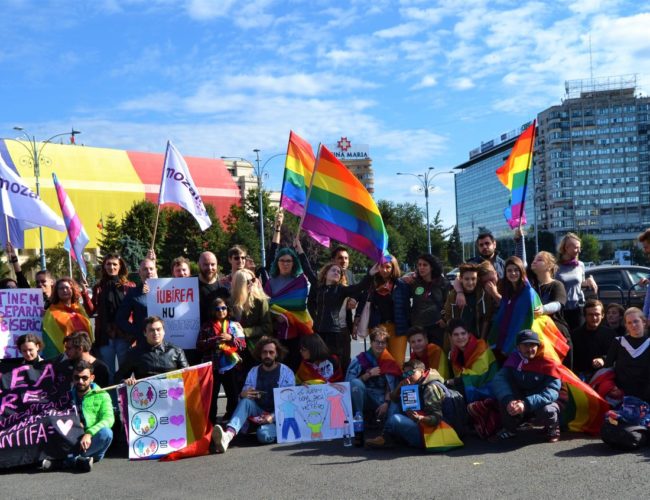 Protest against the Referendum to ban same-sex marriage in the Constitution in front of the Romanian Government